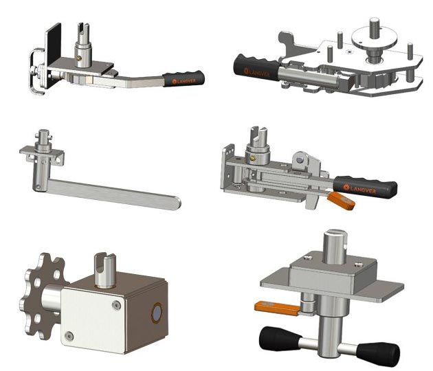 A selection of curtain tensioners.