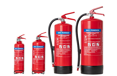 A selection of fire extinguishers.