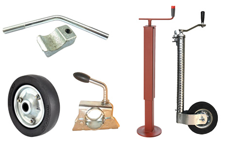 Selection of jockey wheels and prop stands.