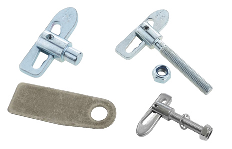 Selection of antiluce fasteners and eyeplates.