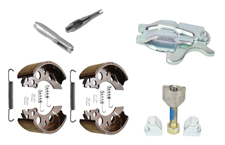 Selection of brake shoes and fittings.