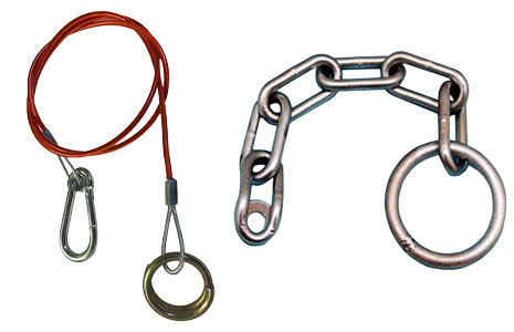 Selection of breakaway cables and safety chains.
