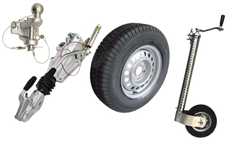 Selection of car trailer fittings.