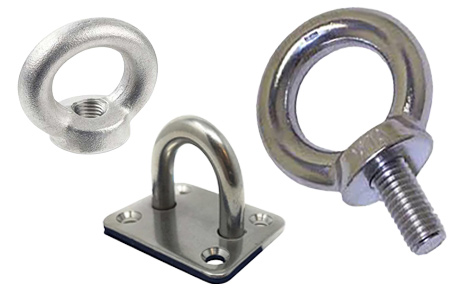 Selection of collar eyebolts and nuts.