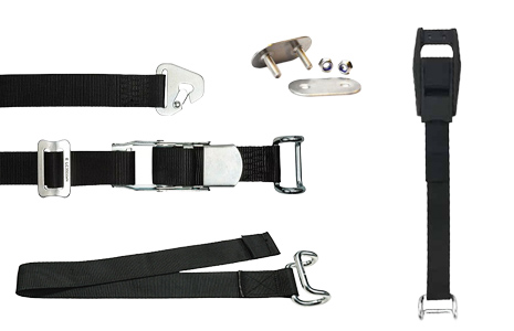 Selection of curtain straps and buckles.