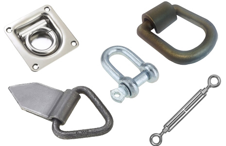 Selection of lashing rings and links.