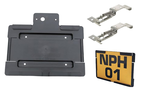 Selection of number plate holders.