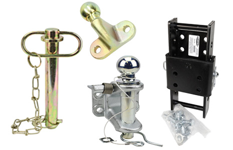 Selection of towbar fittings and hitches.